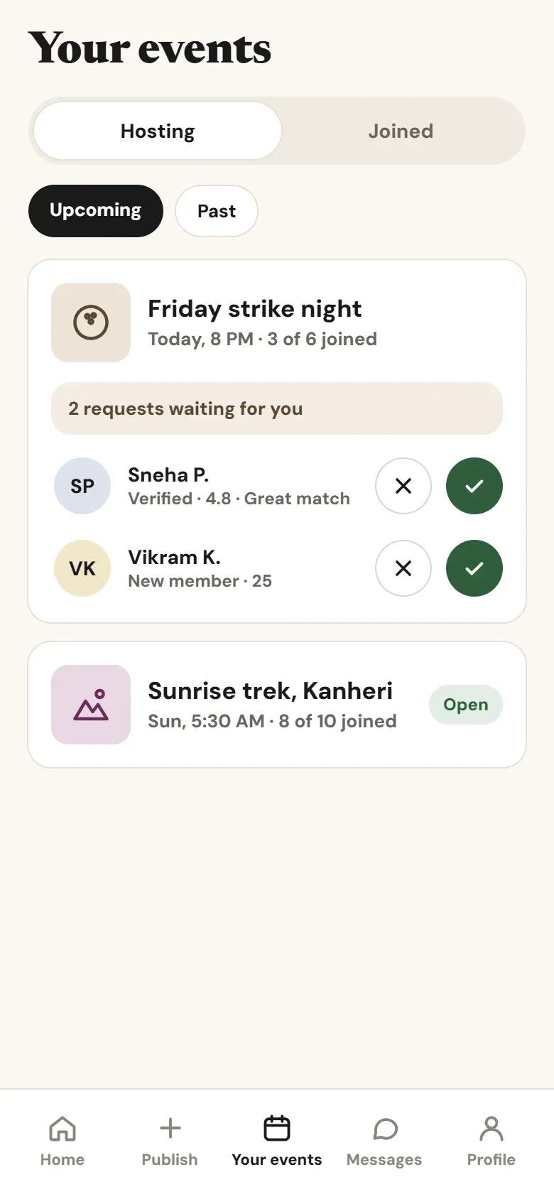Amingoes app: Your events